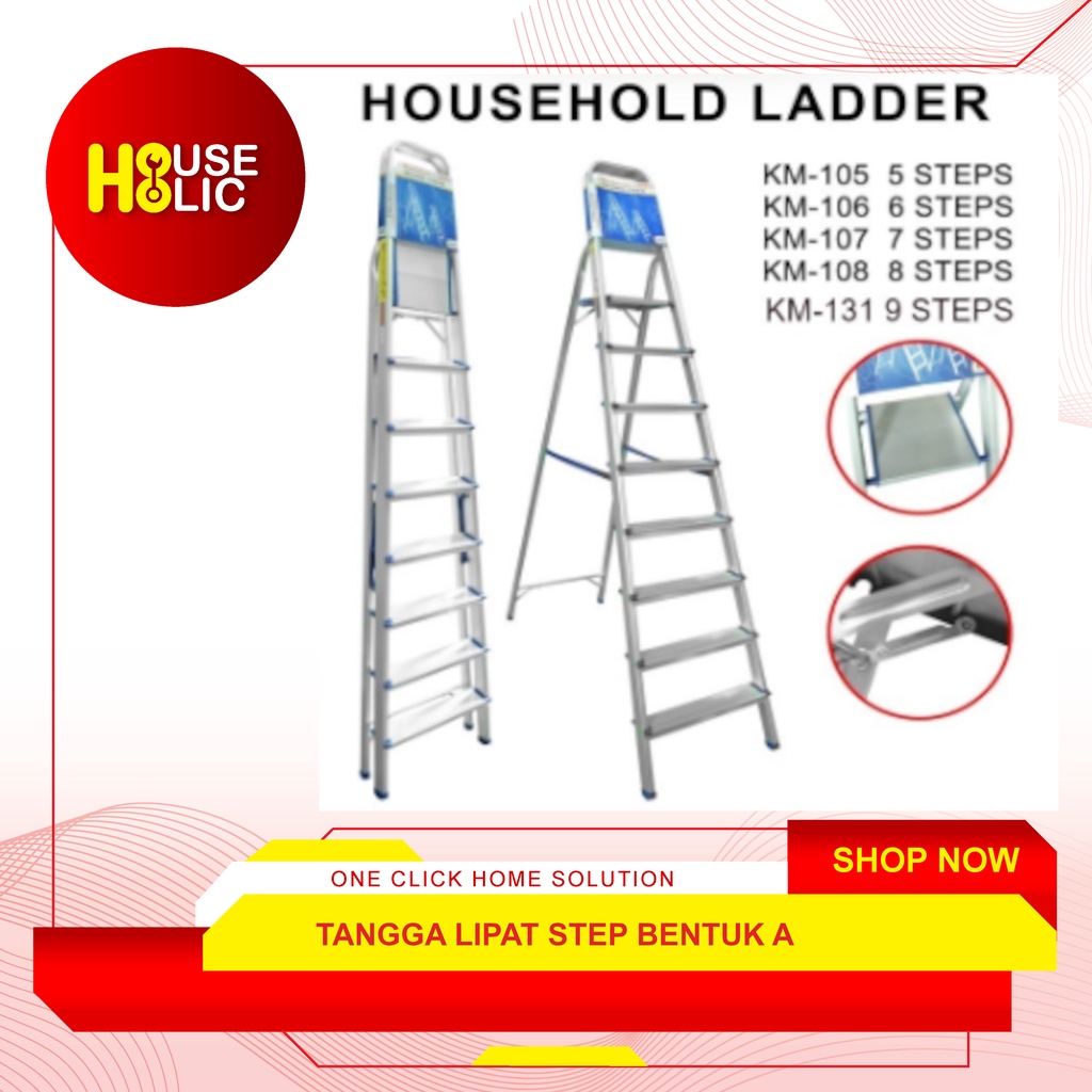 Tangga Lipat Aluminium 9 Step / Household Ladder Tipe Bentuk A