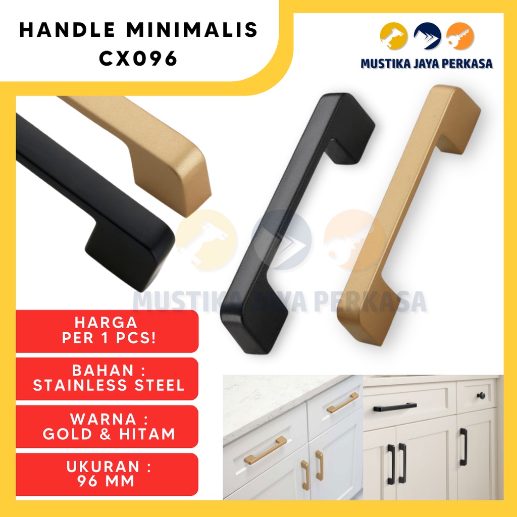 Handle Pintu Lemari Minimalis Mewah CX069 Gold Hitam Emas Zinc Anti Ka