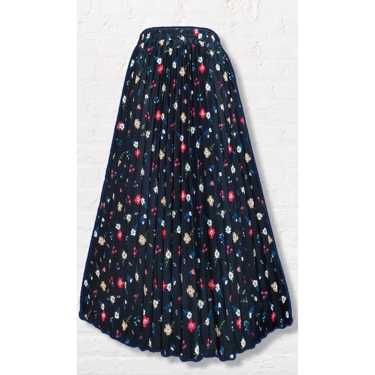 [D-01 B.Azelea] Rok Plisket Motif Bunga Azelea / Rok Plisket Payung Terbaru