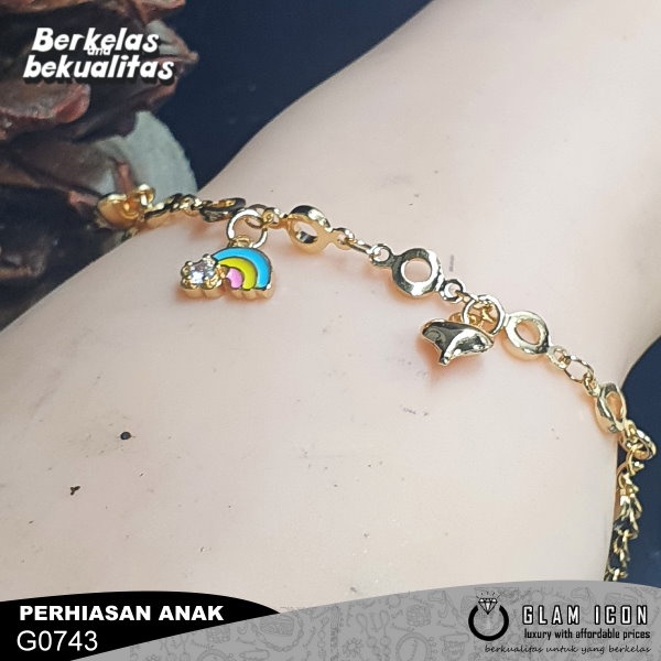Gelang Anak Rantai Motif Bandul Bintang Pelangi G0743 GRAG