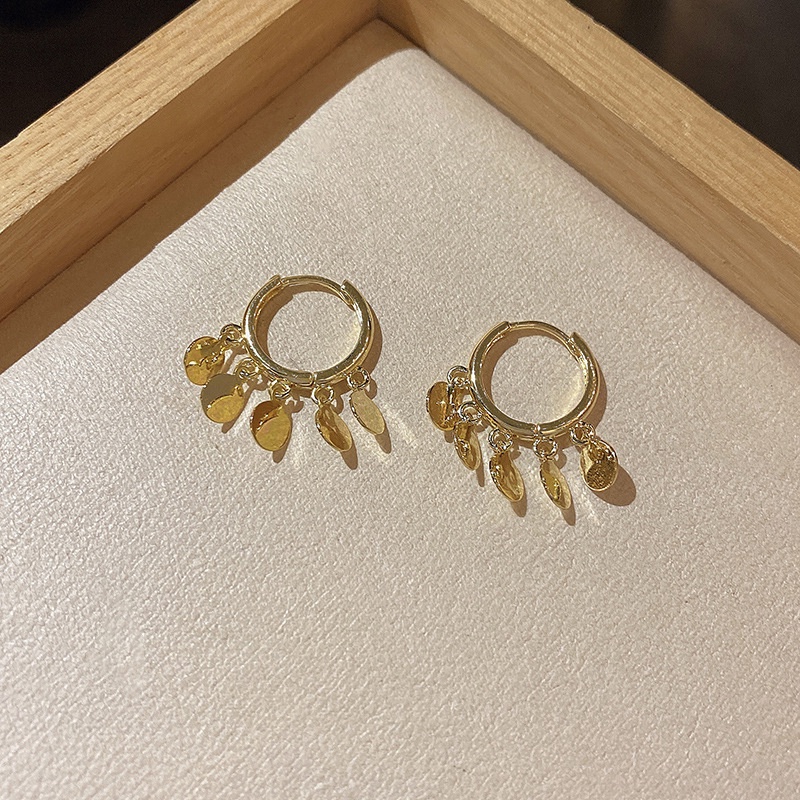 Anting Hoop Rumbai Bahan 925 silver needle Metal