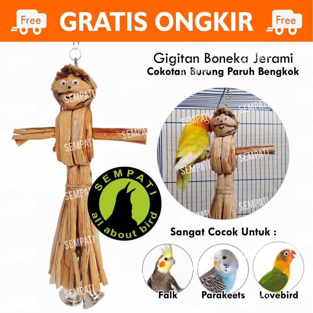 GIGITAN MAINAN BURUNG BONEKA ECENG COKOTAN BURUNG LOVEBIRD LOVE BIRD PARKIT NURI PARROT KAKATUA BNKJ