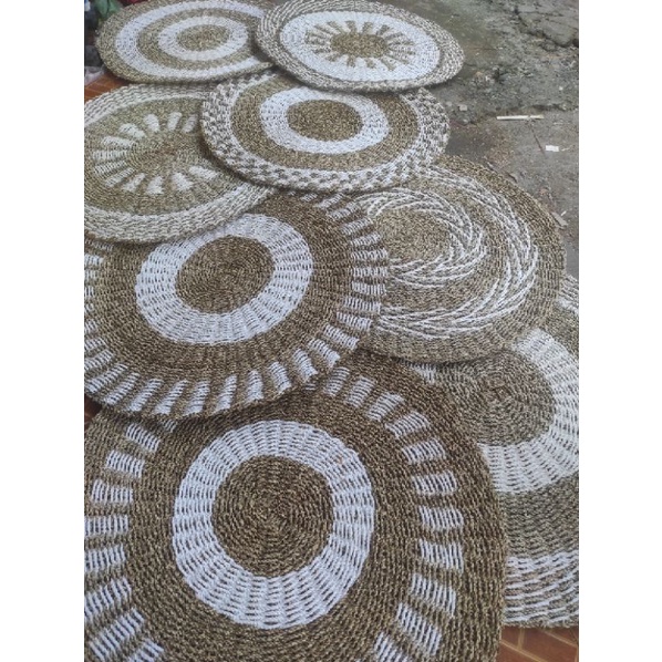rug 100cm / rug karpet anyam / karpet seagrass / anyaman karpet bulat / pandan laut / rug medan