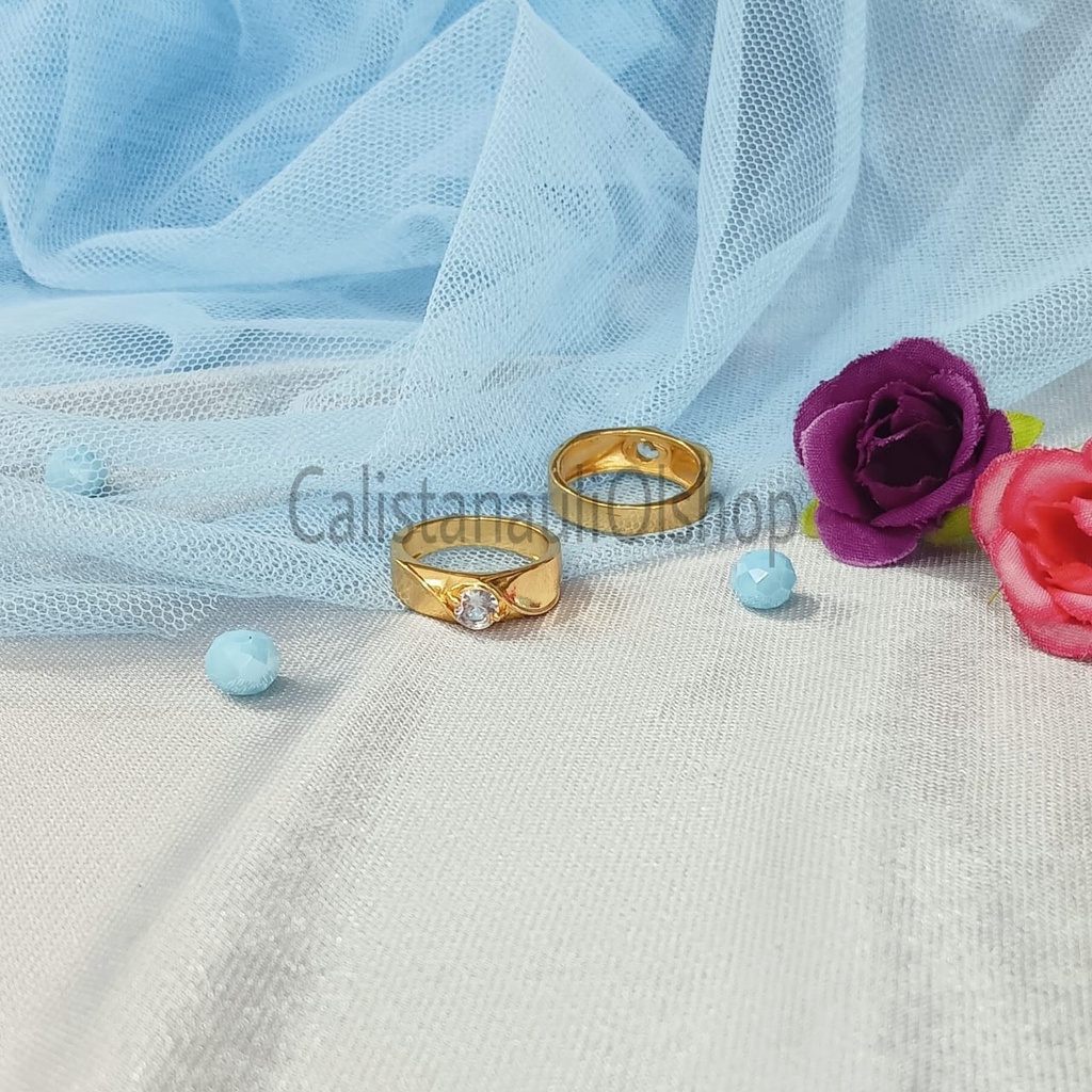 CINCIN DEWASA UKIR PERHIASAN EMAS KOREA ANTI KARAT DAN ANTI LUNTUR