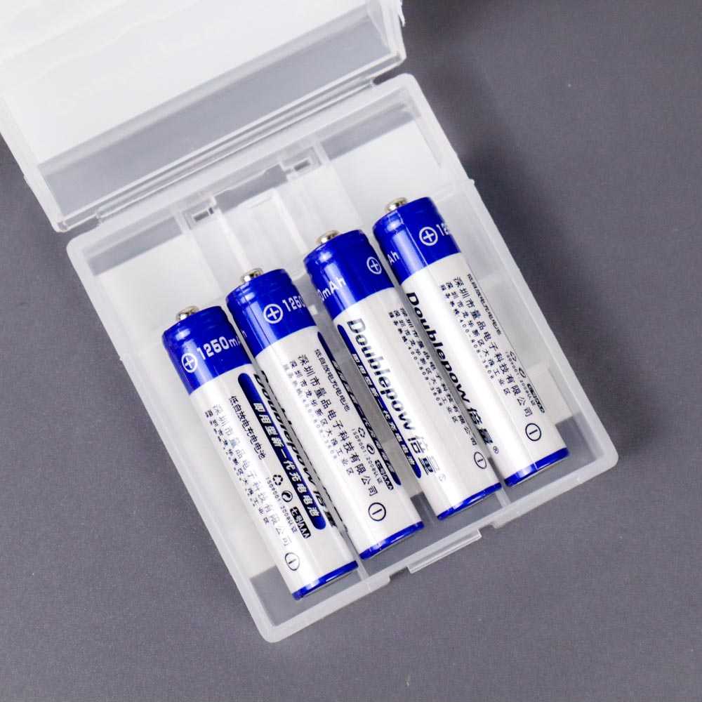 DOUBLEPOW Batu Baterai AAA Rechargeable NiMH 1250mAh 4 PCS with Battery Case