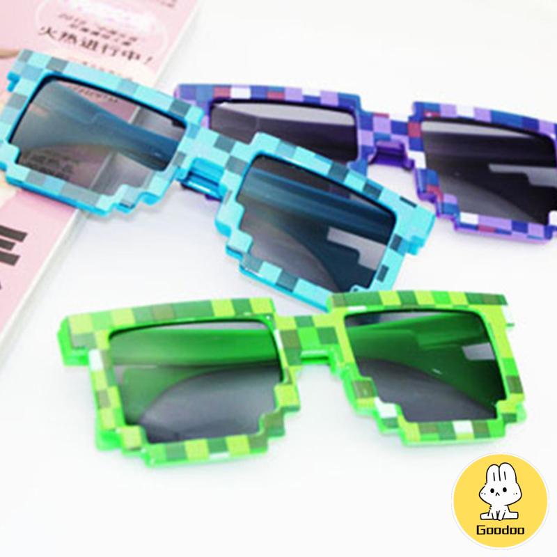 Retro Pixel Lattice Kacamata Mosaik Sunglass Kepribadian Kacamata Tren Kreatif -Doo