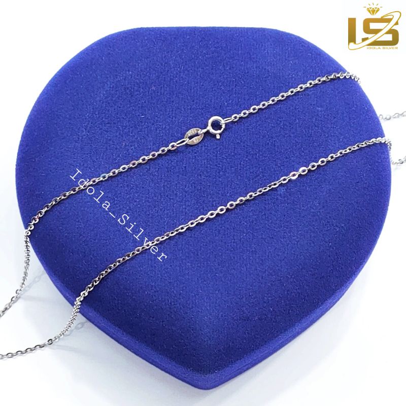 KALUNG PERAK ASLI PRIA WANITA SILVER 925 LAPIS EMAS PUTIH MODEL NORI POLOS - PERHIASAN PERAK