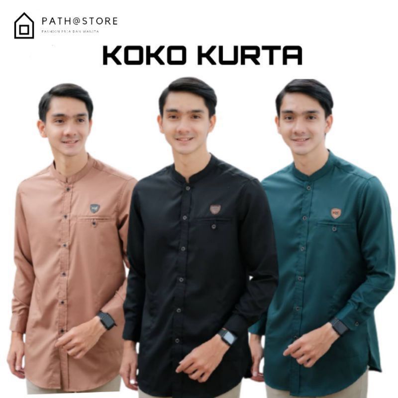 Baju Koko Kurta Dewasa Lengan Panjang Material Catton Adem Serap Keringat