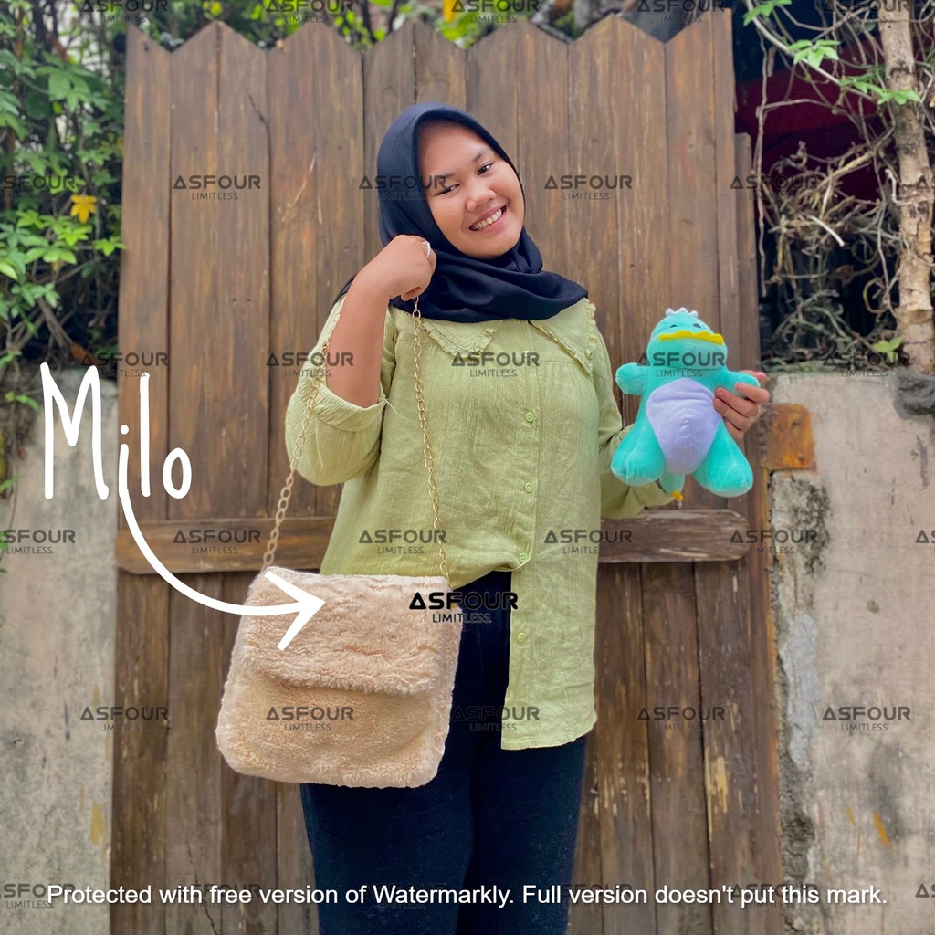 Asfour Limitless - Tas Bulu Selempang Bahu Bbao Bahan Plush Fluffy Fur Sling Bag Mini Wanita Tas Pesta Cewek Tas Kondangan Perempuan Lucu Batam