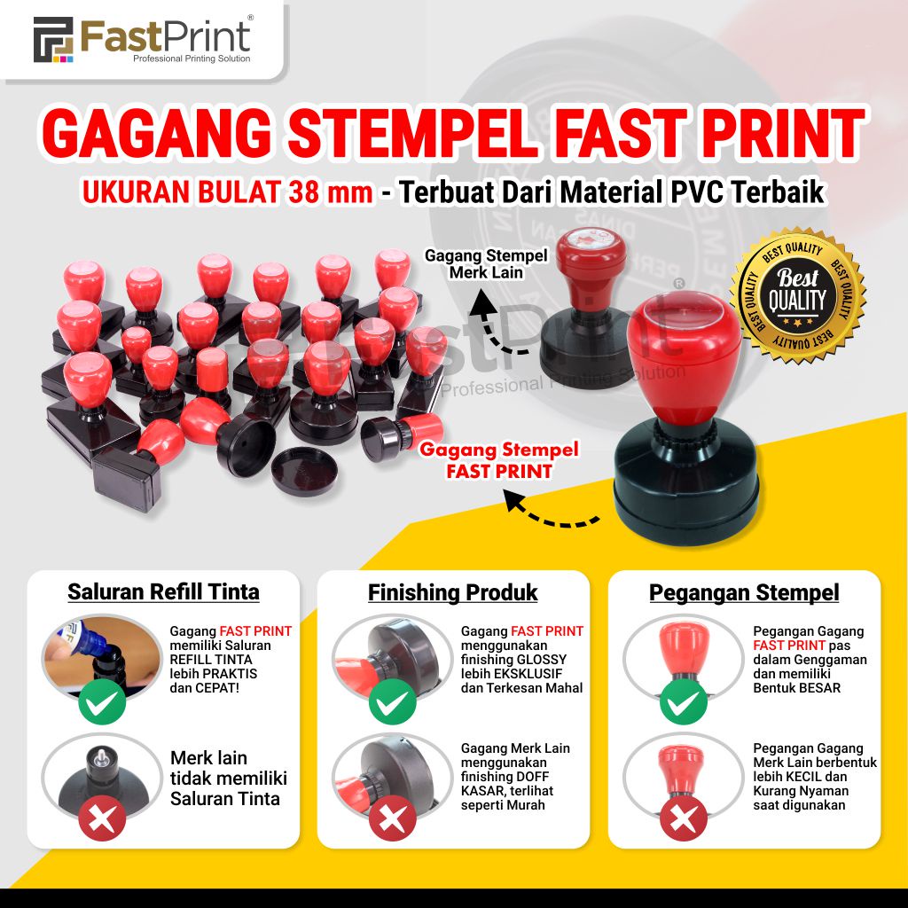 Gagang Stempel Flash Bulat Ukuran D38 38MM