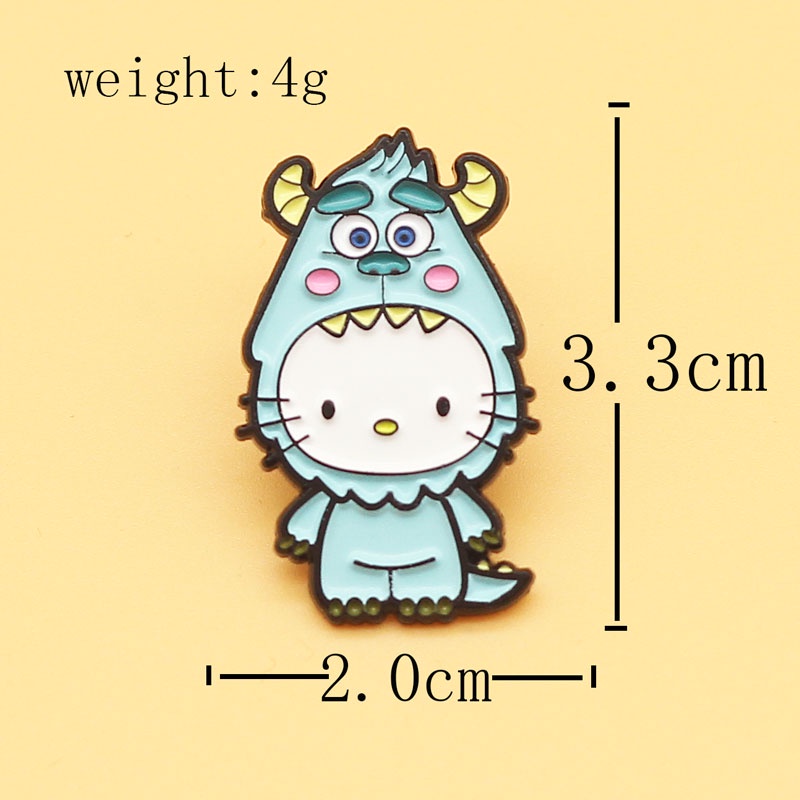 Bros Pin Enamel Desain Kartun Monster Mike Cat Bahan Alloy Metal
