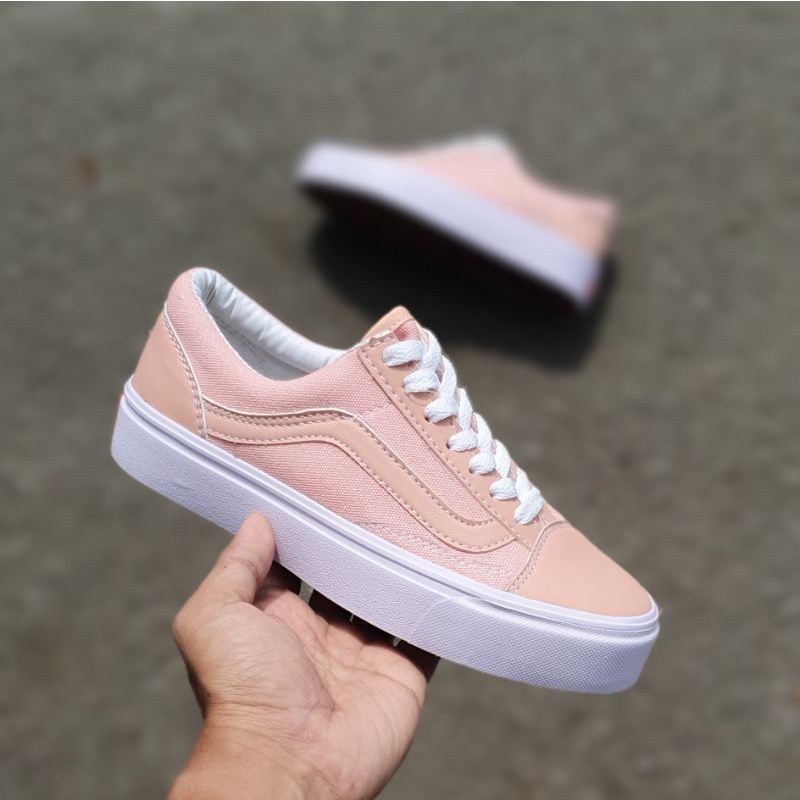 Sepatu wanita Vns oldskool navy krem aqua/peach/krem model tali