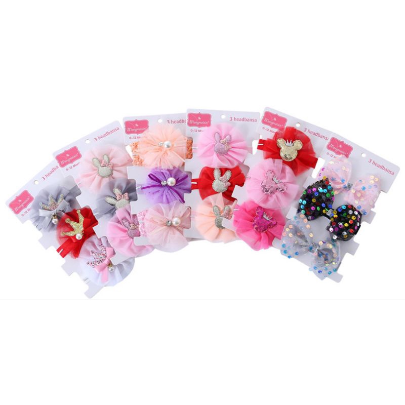(Pimenova) bandana set isi 3 baby headband kids headband bando bayi anak