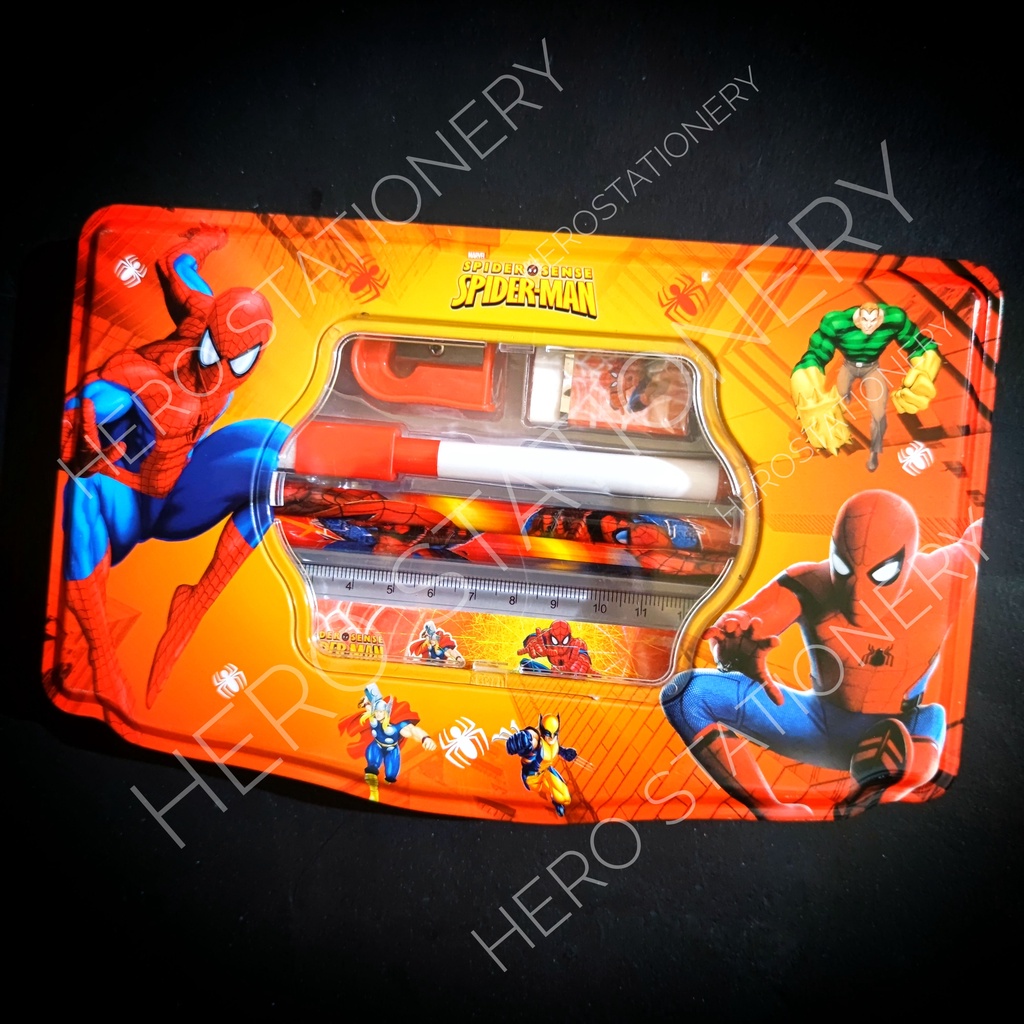 

Tempat pensil kaleng whiteboard isi spiderman
