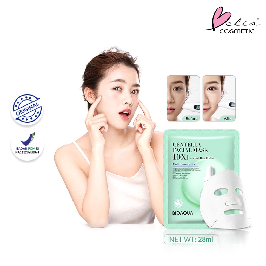 ❤ BELIA ❤ BIOAQUA Sheet Mask Master Series Plant | Flowers | Fruit | Eye Mask | Facial Mask Brightening Glowing Moisturizing Skin Care | Hydrating Essence Face Mask Brightening Anti Acne Jerawat | Honey Vitamin C Masker Wajah Muka Pelembab Kulit Cosmetics-BA Centella10X 28ml