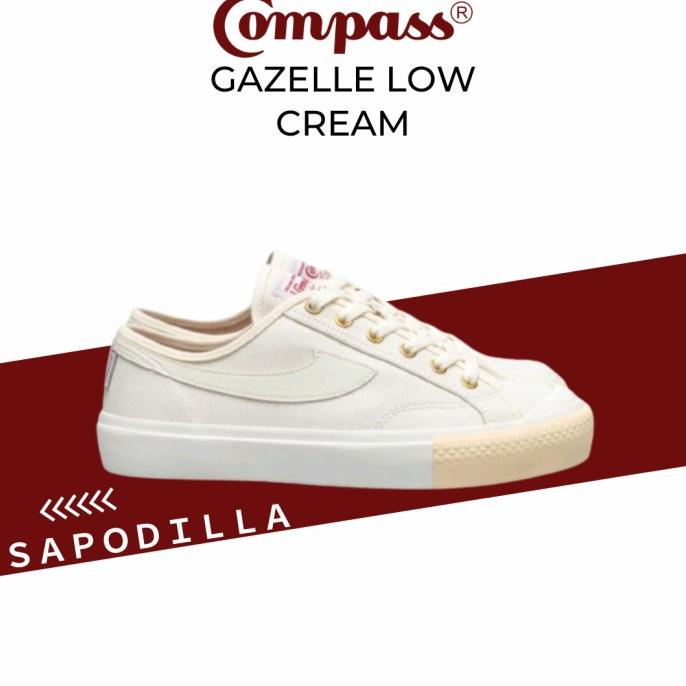 Sepatu Compass Gazelle Low Cream Sneakers Krim Kream Pria Wanita Ori Raisha_Store1