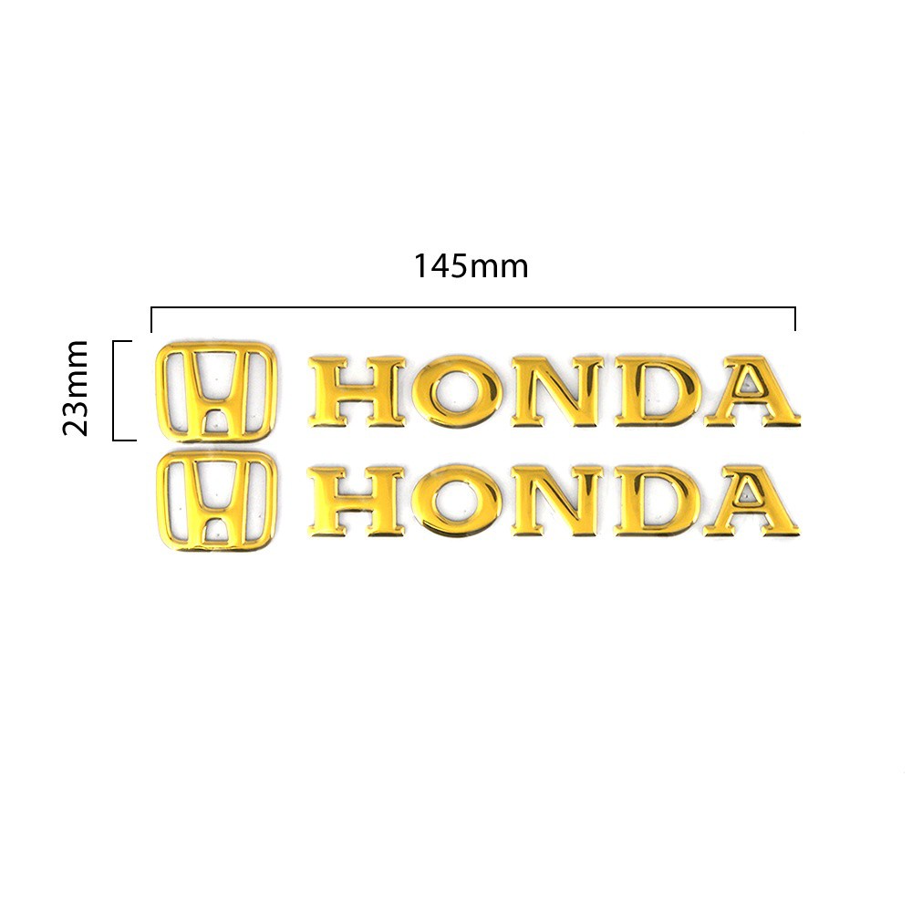 Emblem Tulisan Honda Sepasang Warna Chrome Emas Carbon Untuk Kiri Dan Kanan Dekorasi Stiker 3D Tiga Dimensi Logo Rangkai Bahan Plastik Krom Gold Best Huruf Lambang Semua Mobil Krome