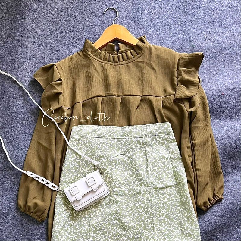 ONE SET PETTERN SKIRT FLORAL SKIRT (Cirebon Cloth)-Rok matcha blus army