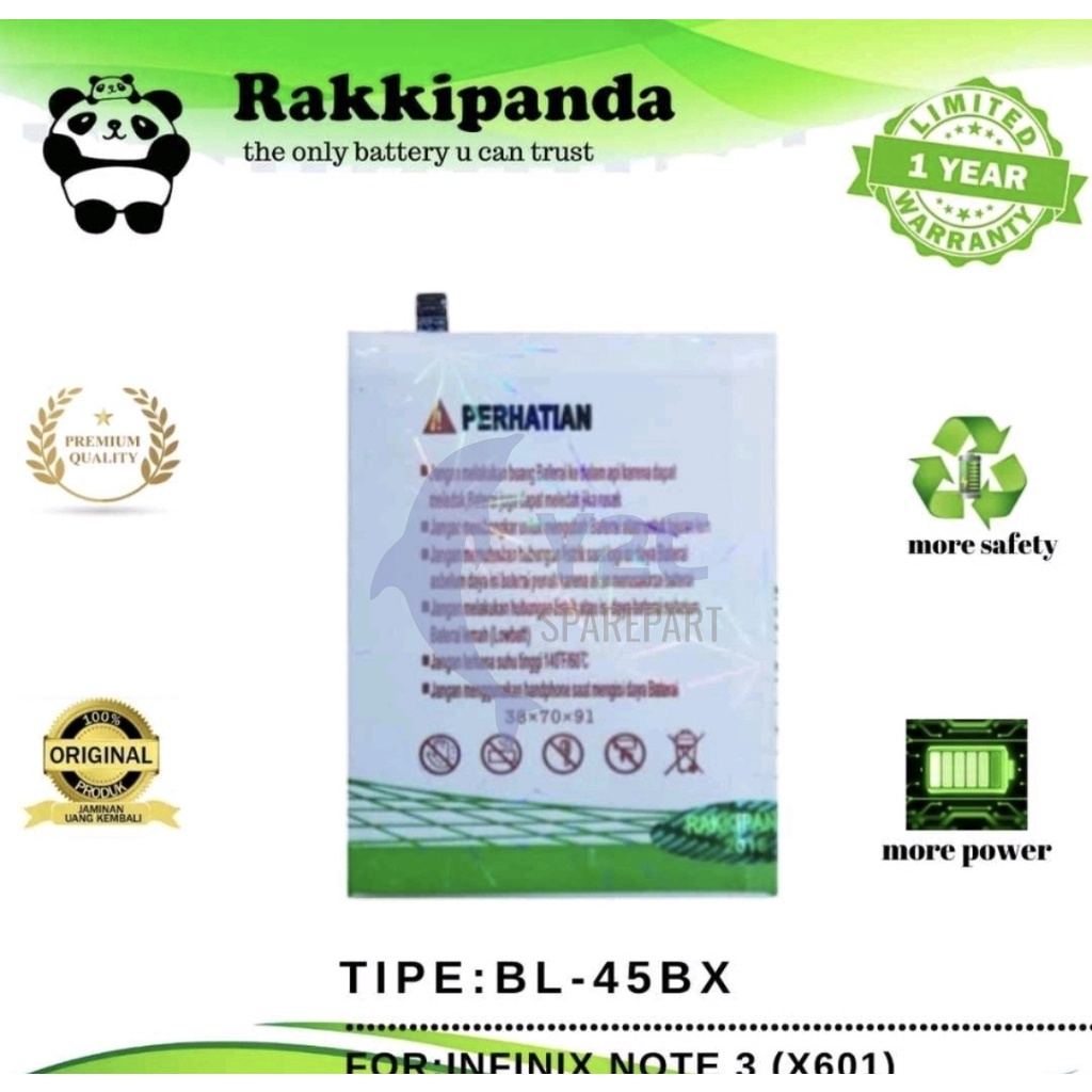 RAKKIPANDA BL-45BX INFINIX NOTE 3 / X601 BATERAI BATRE BATERE BATRAI BATREI DOUBLE POWER