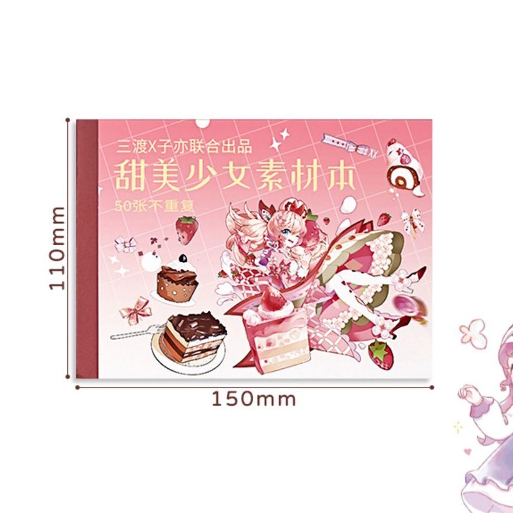 Agustinina Stationery Stiker Buku Gadis Manis Kawaii Tangan Akun DIY Album Foto Perlengkapan Kantor Sekolah Jurnal Sumber Bahan Decals