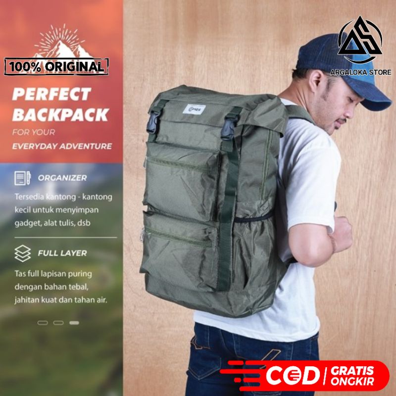 AUTHENTIC Tas Ransel Pria Cowok Besar Semi Carier 40 L Punggung Pria Kuliah Kerja Hiking Gunung Travel Bag Backpack Outdor