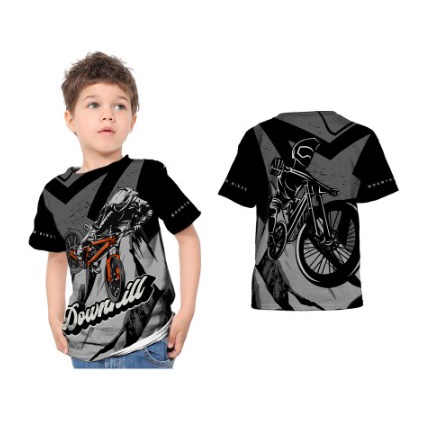 Kaos Anak Jersey DOWNHILL Hitam Tshirt Jersey Sepeda Printing Custom
