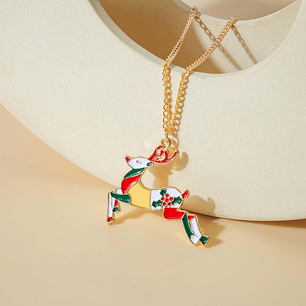 NEEDWAY Needway Kalung Natal Hadiah Natal Elk Santa Claus Merry Christmas Clavicle Necklace