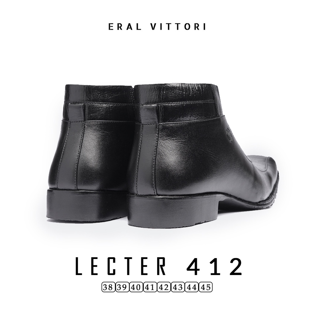 Eral Vittori - Lecter 412 Sepatu Boots Formal Pria Kulit Tinggi Zipper Hitam Coklat