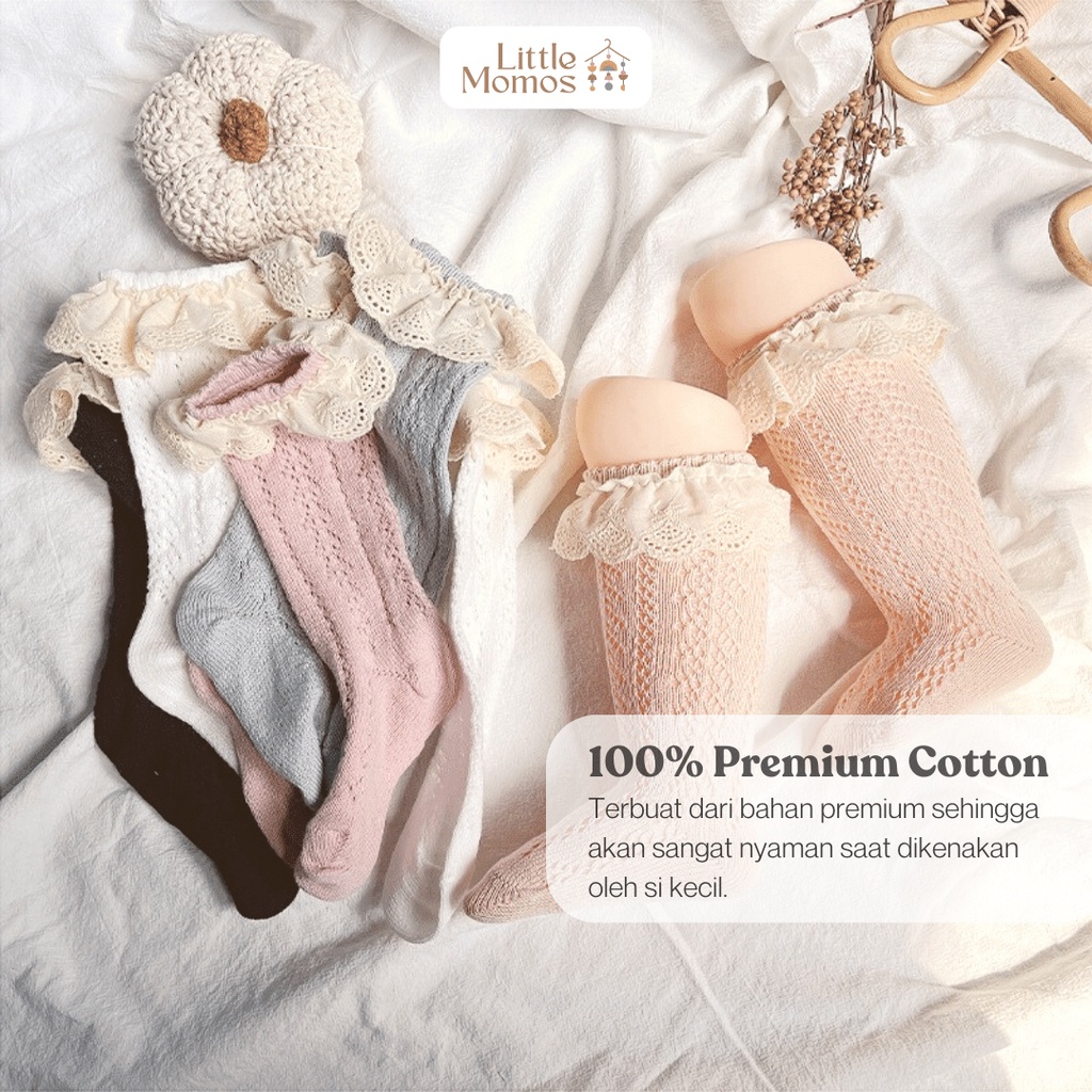 Little Momos Kaos Kaki Panjang Anak Bayi Renda 0-1 Tahun / Kaos Kaki Lace Anak Bayi Perempuan