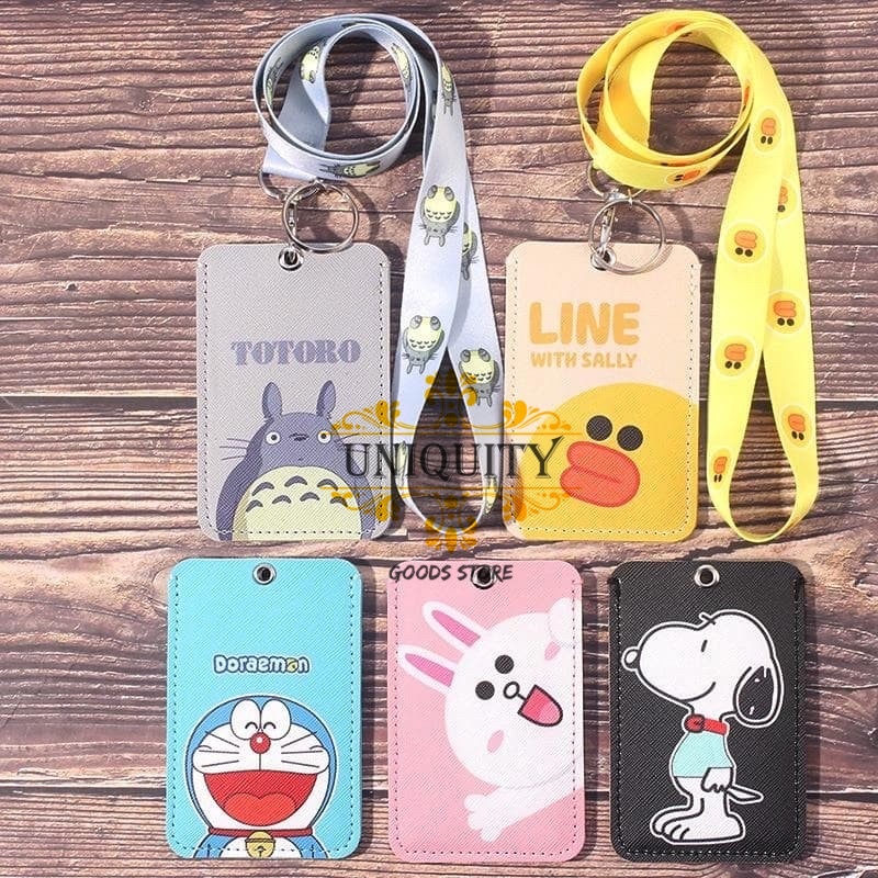 

Name Tag Lanyard ID Card Access Card Holder Tempat Kartu dengan Gantungan Tali Karakter Lucu