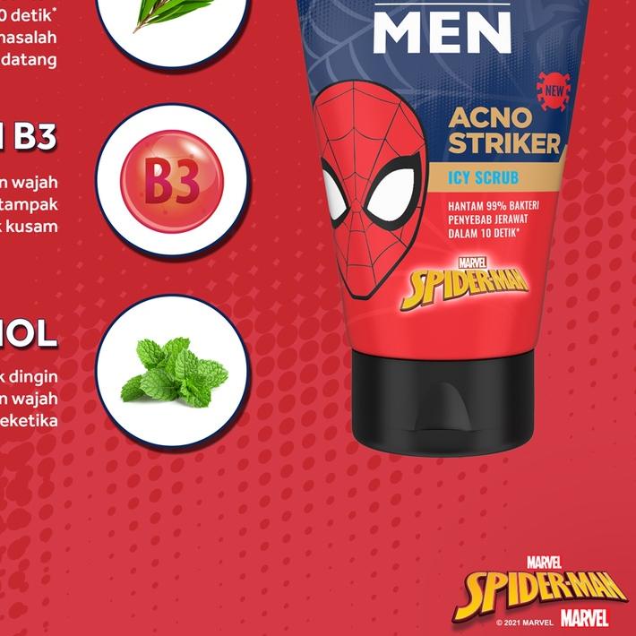 Ponds Men Acno Striker Facial Scrub 100G - Face Scrub Pria Spiderman Edition