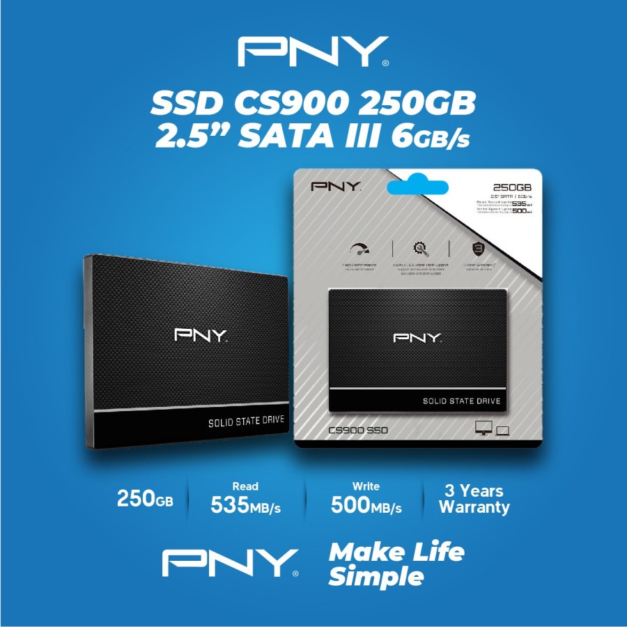 PNY SSD 250GB SATA III PNY CS900 2,5 Inch  GARANSI 3 THN 6Gb/s