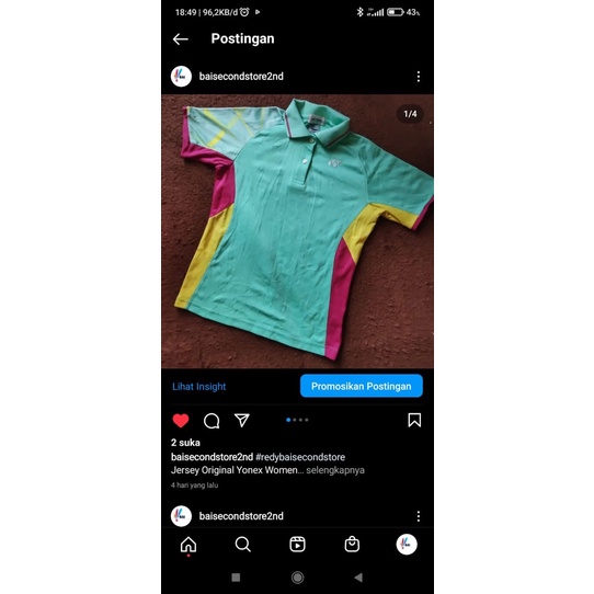 baju Yonex badminton second