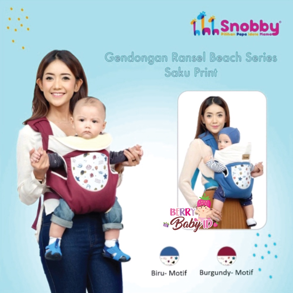 Snobby Gendongan Depan Bayi Ransel Saku Print Baby Carrier 2 Posisi Berry Mart