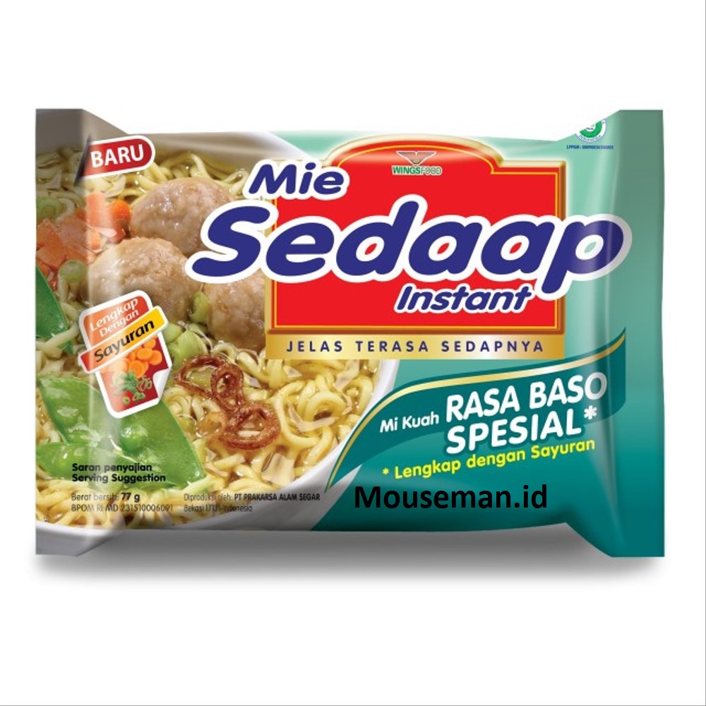 

Mie Sedaap BAKSO Instant Mi Kuah Rasa BASO SPESIAL 77gr