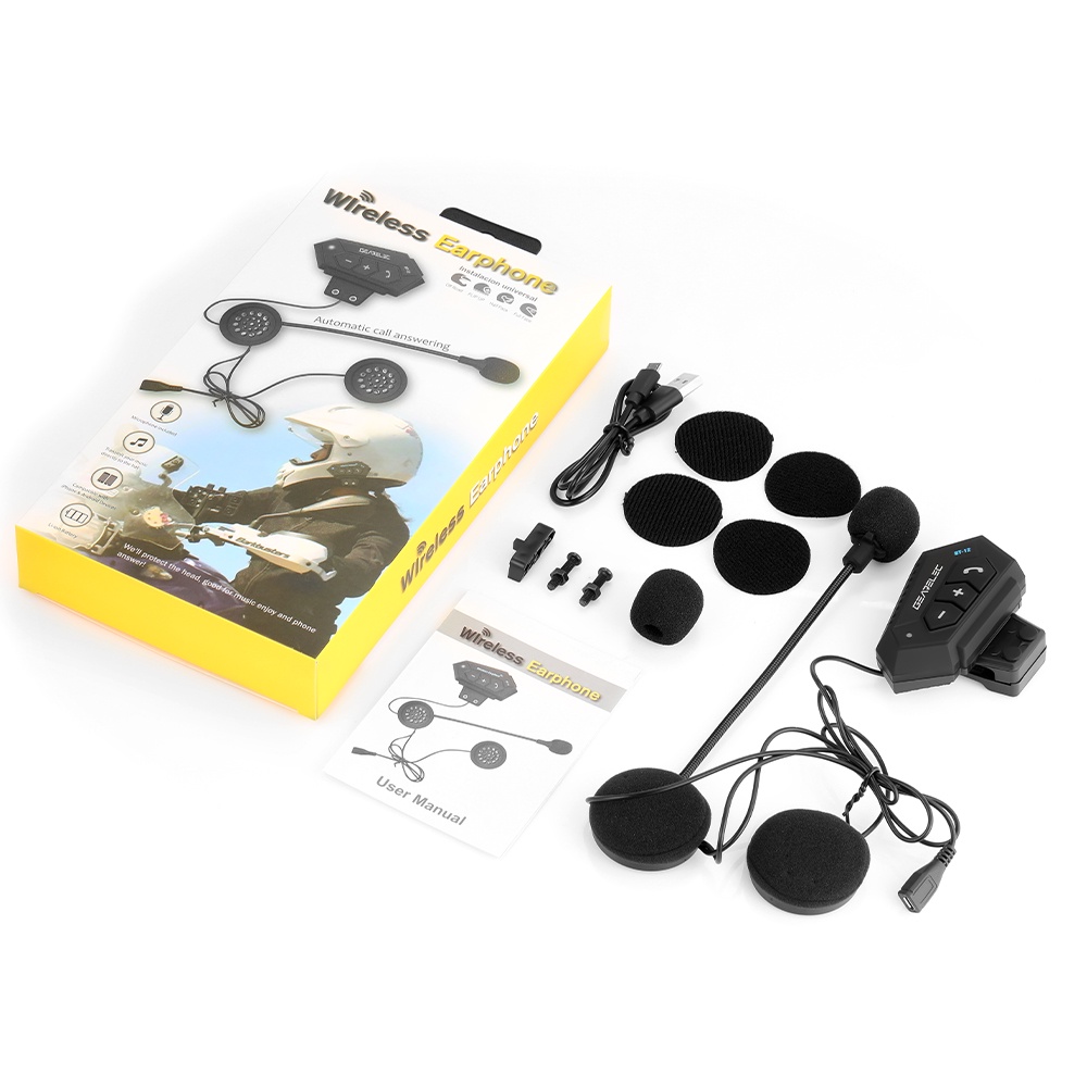 2000mAh Bluetooth 5.0 Headset Helm Sepeda Motor Headphone Sepeda Motor Nirkabel Tahan Air-800mAh-black