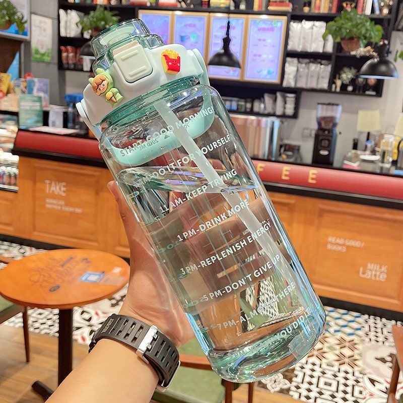 0BOTOL PELANGI/ MOTIVASI UK.2000 ML# BOTOL MINUM VIRAL# BOTOL MINUM 2 LITER  PLUS STIKER ( BENING)