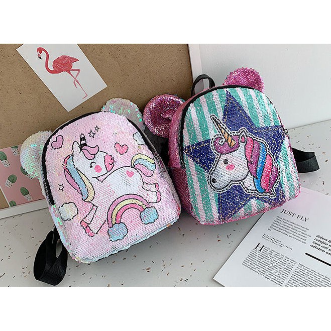 Backpack /Ransel Flip Sequin Unicorn Impor