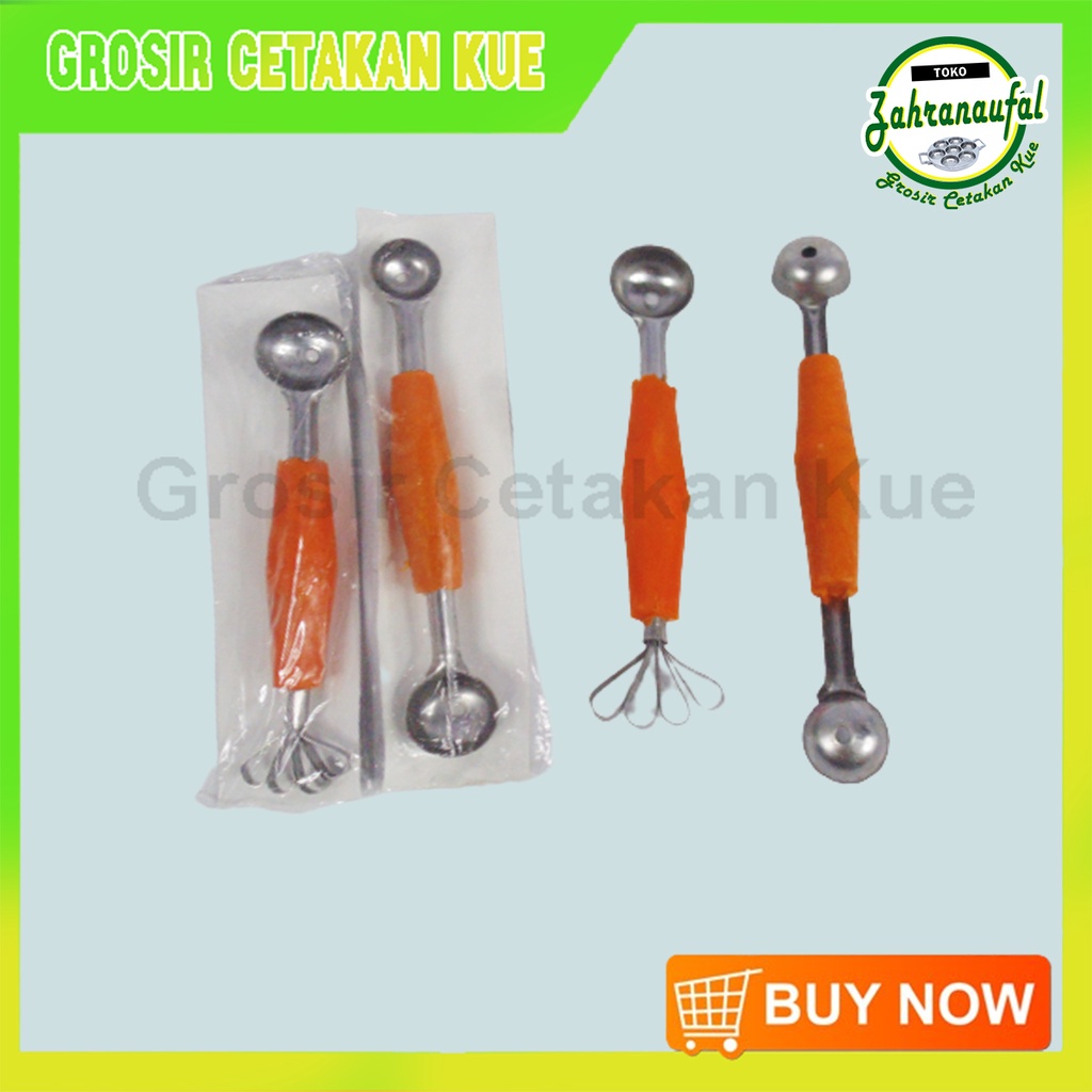 SENDOK KOKTAIL CETAKAN ES BUAH / KEROK SENDOK BUAH GAGANG PLASTIK ORANGE