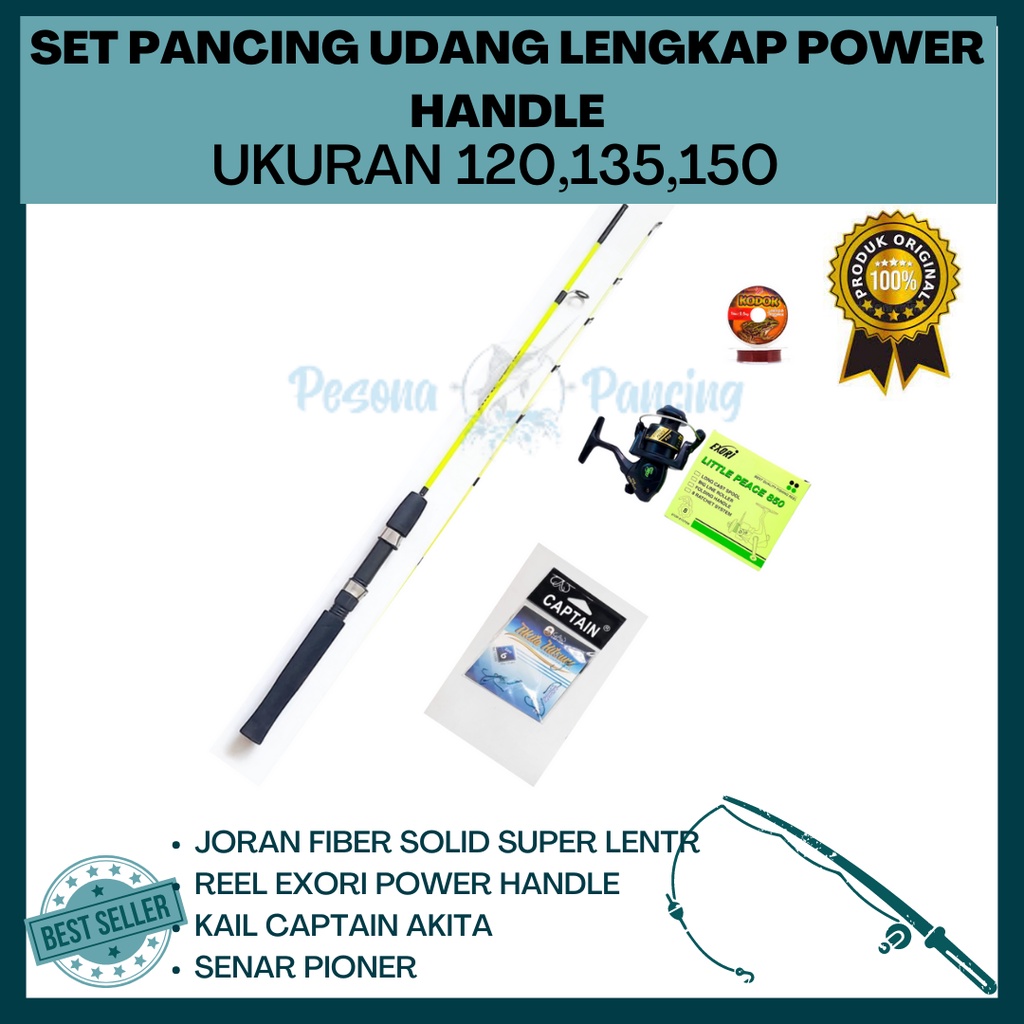 Set Pancing Lengkap Untuk Mancing UDANG Reel POWE HANDLE JORAN SUPER LENTUR