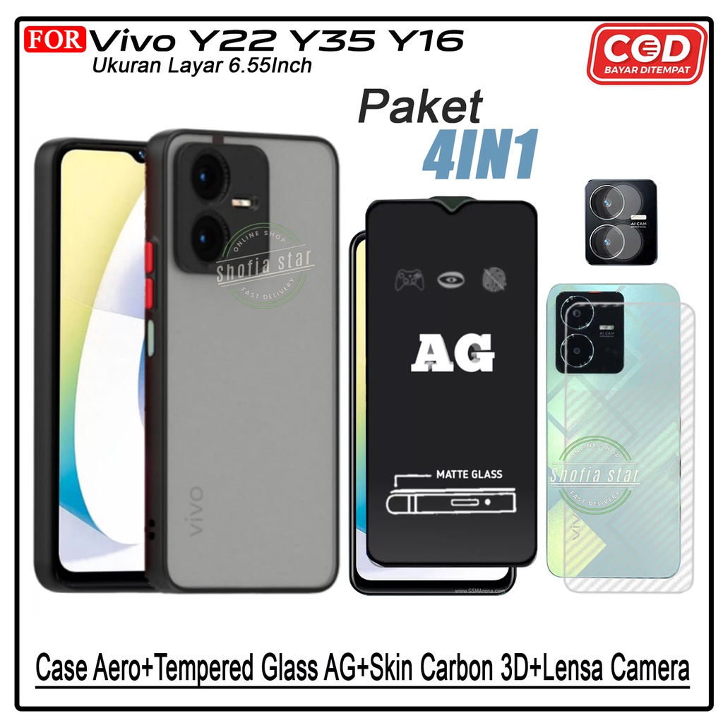 PAKET 4IN1 Case Vivo Y22 Y35 Y16 Y75 V25 V25e Softcase Aero Dove Protect Camera Premium Casing