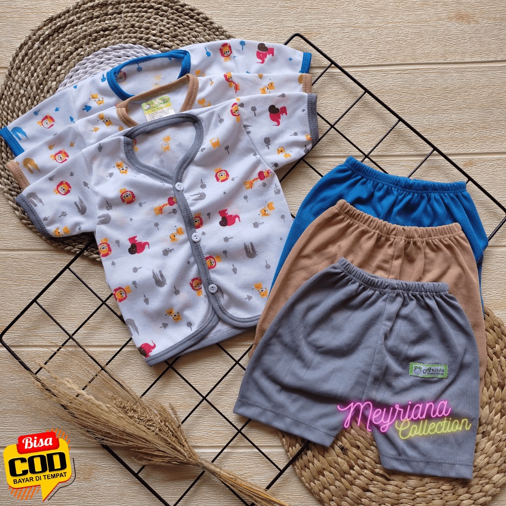 Promo - Seri Kombinasi 6 PCS Baju Bayi Lengan Pendek  dan Celana Pendek Bayi Baru Lahir Meyriana Collection