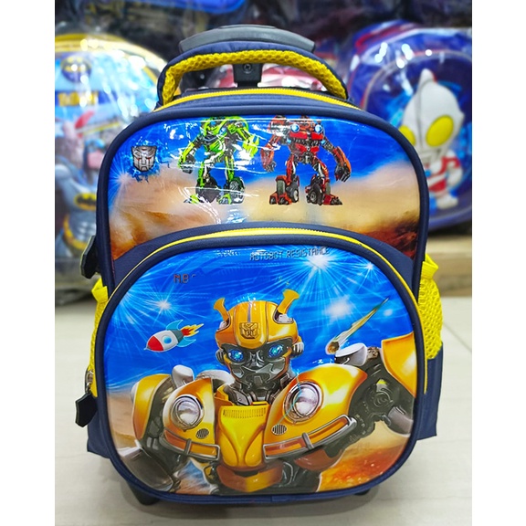 PROMO TERMURAH TAS TROLLEY DORONG ANAK PAUD 2 TAHUN GAMBAR JAGOAN DAN KUDA LUCU TIMBUL 10inch ( Love Paud )