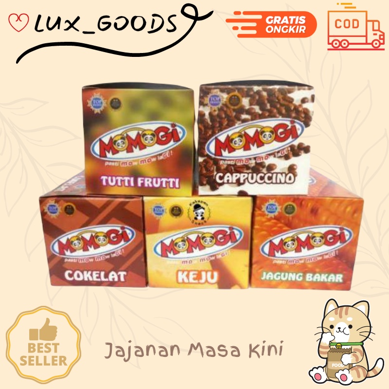 

MOMOGI - MOMOGI 120gr (1 PACK) Cemilan Anak Murah snack Momogi Stick BOX Rasa Keju Jagung Bakar Coklat Makanan Jajanan
