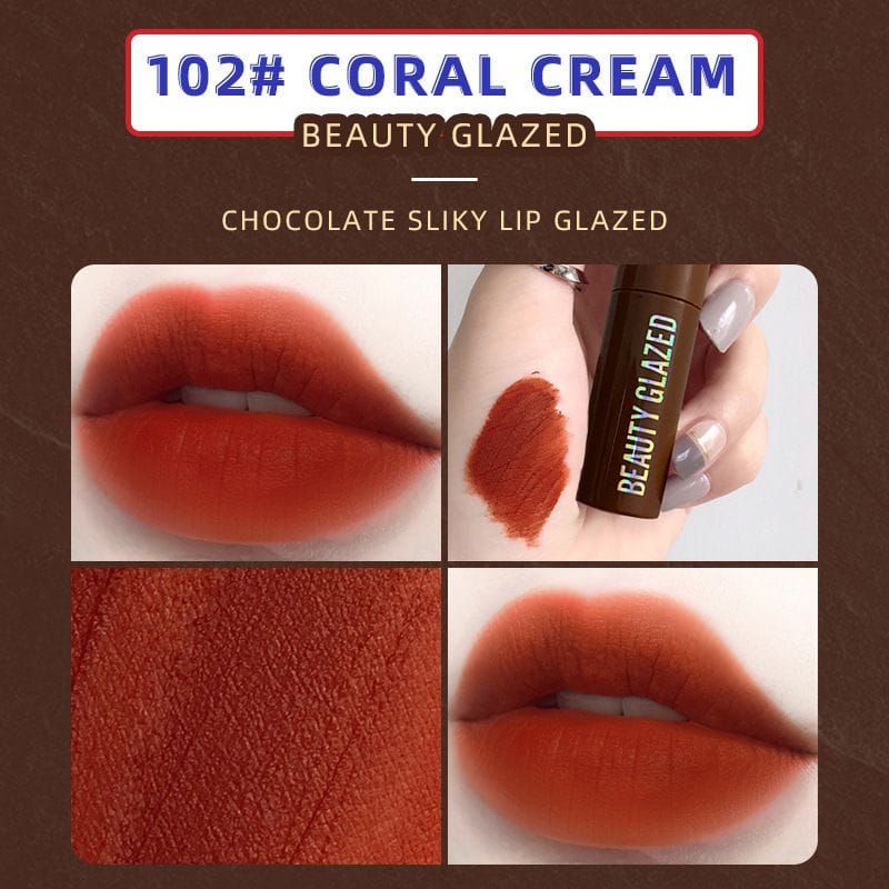 Medan Termurah LIpstick coklat/ Chocolate silky Lip glaze Beauty Glazed