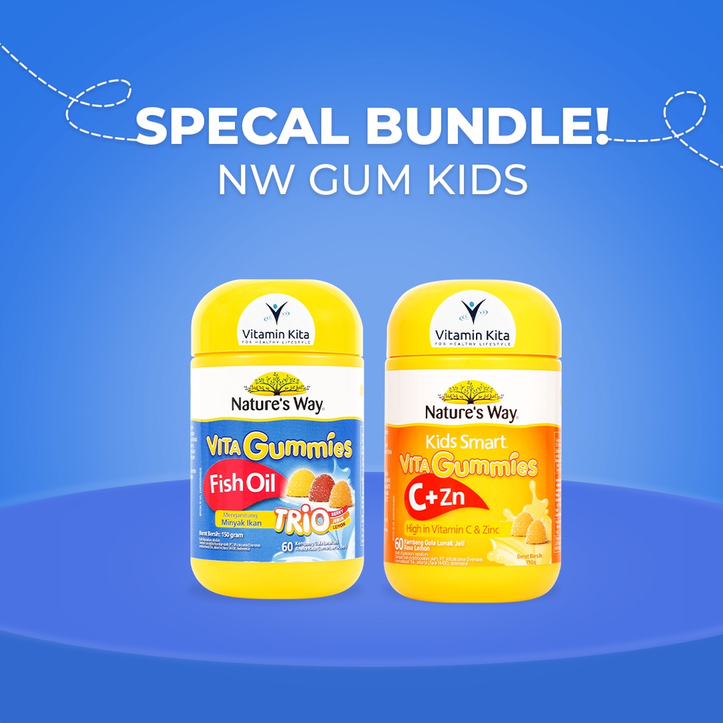 Special Bundle Nature's Way Vitagummies Kids Vit.C + Fish Oil Trio | mendukung kesehatan sistem kekebalan dan vitamin otak anak anda