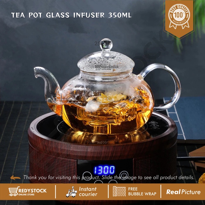 ✨ BISA COD ✨ TEA POT GLASS INFUSER 400ML | TEKO TEH SARINGAN KACA - HY400
