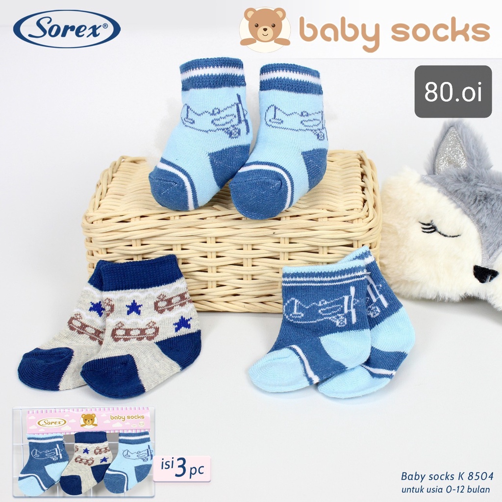 Sorex 3 Pasang Baby Socks Kaos Kaki Bayi Katun Lembut 0 - 12 Bulan