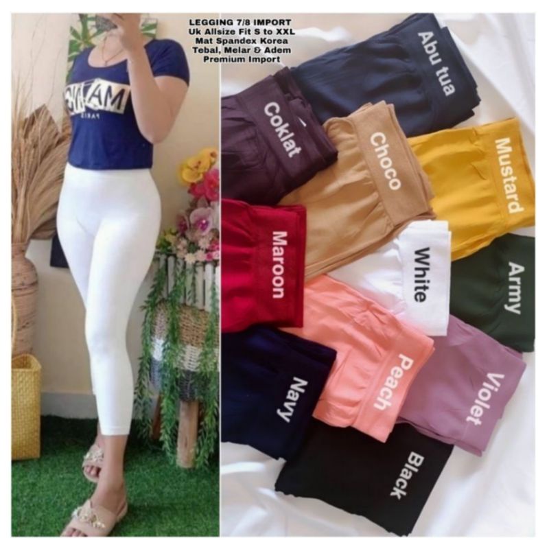 Celana Legging Pendek Wanita 7/8 Import