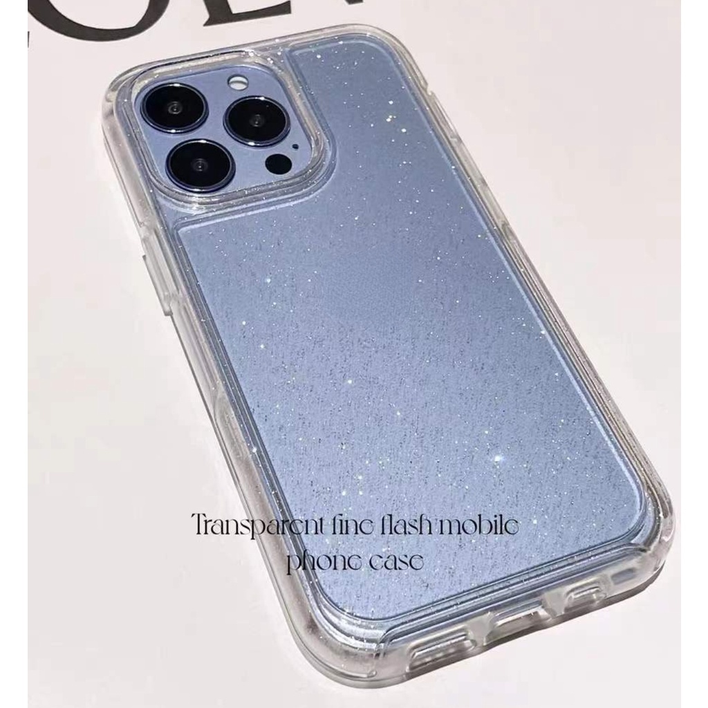 Hard case Glitter Transparan Anti Jatuh Untuk iPhone 14 13 Pro Max 12 Mini 6 + 7 + 8 + XsMax 11Pro 11ProMax